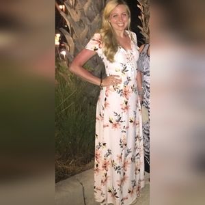 Floral Maxi Laced VNeck Dress